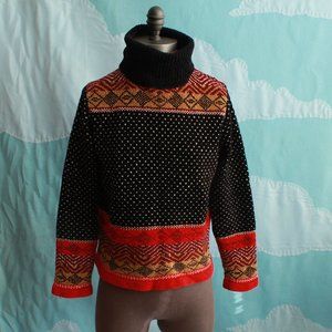 Vintage Chenille Fair Isle Turtleneck PS S